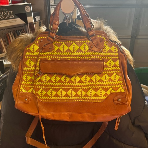 Rebecca Minkoff Lime Green Cognac Leather Satchel Bag - Picture 1 of 5